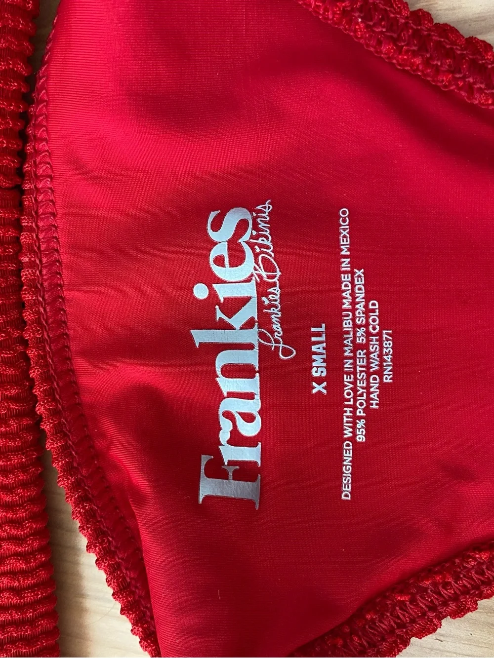 Frankie’s Bikinis Red Ribbed Halter Bikini Set - Women’s Swim